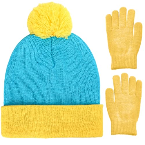 Shinymoon Beanie Hat Knit Pom Halloween Character Cosplay Winter Headwear Knitted Pompom Women Mens Novelty Cute Warm Caps(Yellow)