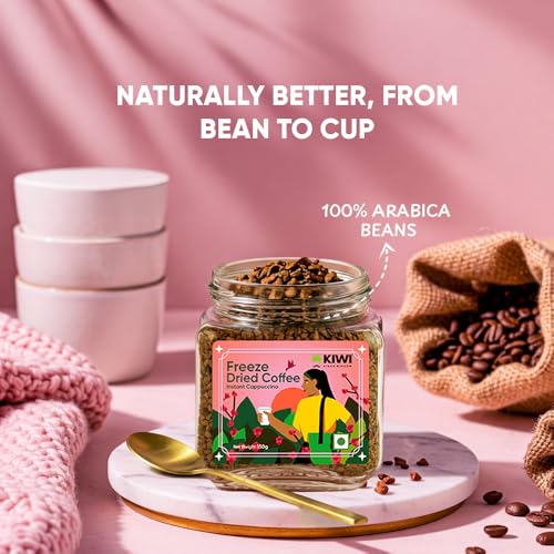 Image of Kiwi Kisan Window - Freeze Dried Instant Coffee, 100% Arabica - 150g (Pack of 2) | Bold & Rich Taste | No Chicory - No Preservatives | Perfect for Hot & Cold Coffee