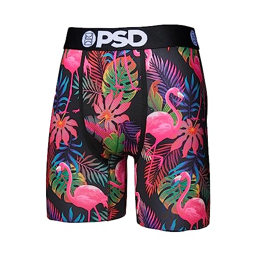 PSD Underwear Mens Boxer Briefs - Flamingo Jungle 3 Pack, 7 Inch Inseam, Moisture-Wicking, 4-Way Stretch, Boxer Briefs for Men Pack, 2X-Large2