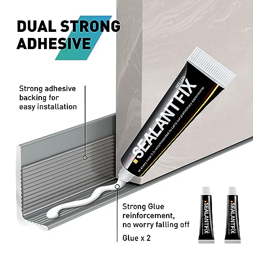 Image of 10-Pack Tile Edge Trim,53''x0.4'' | Peel and Stick Aluminum Backsplash Trim Edge,Metal Self Adhesive Decorative Tile Liner,Matte Gray