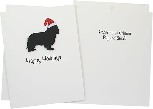 Miniatura 50 de Black Australian Shepherd Christmas Cards Pack of 10 Handmade Aussie Holiday Notecards White Base Dog with Santa Hat Black,Chocolate