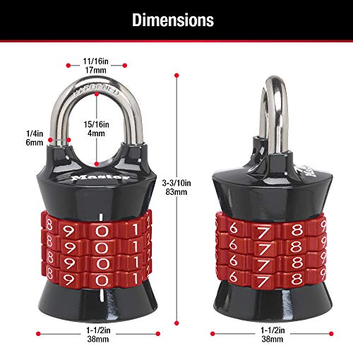 Master Lock 1535D Vertical Resettable Number Combination Lock, Assorted Colors, 1-Pack by Master Lock