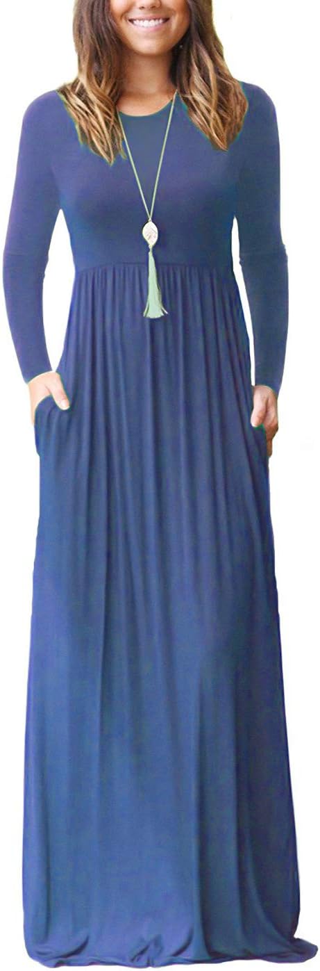 AUSELILY Women's Long Sleeve Dress with Pockets
