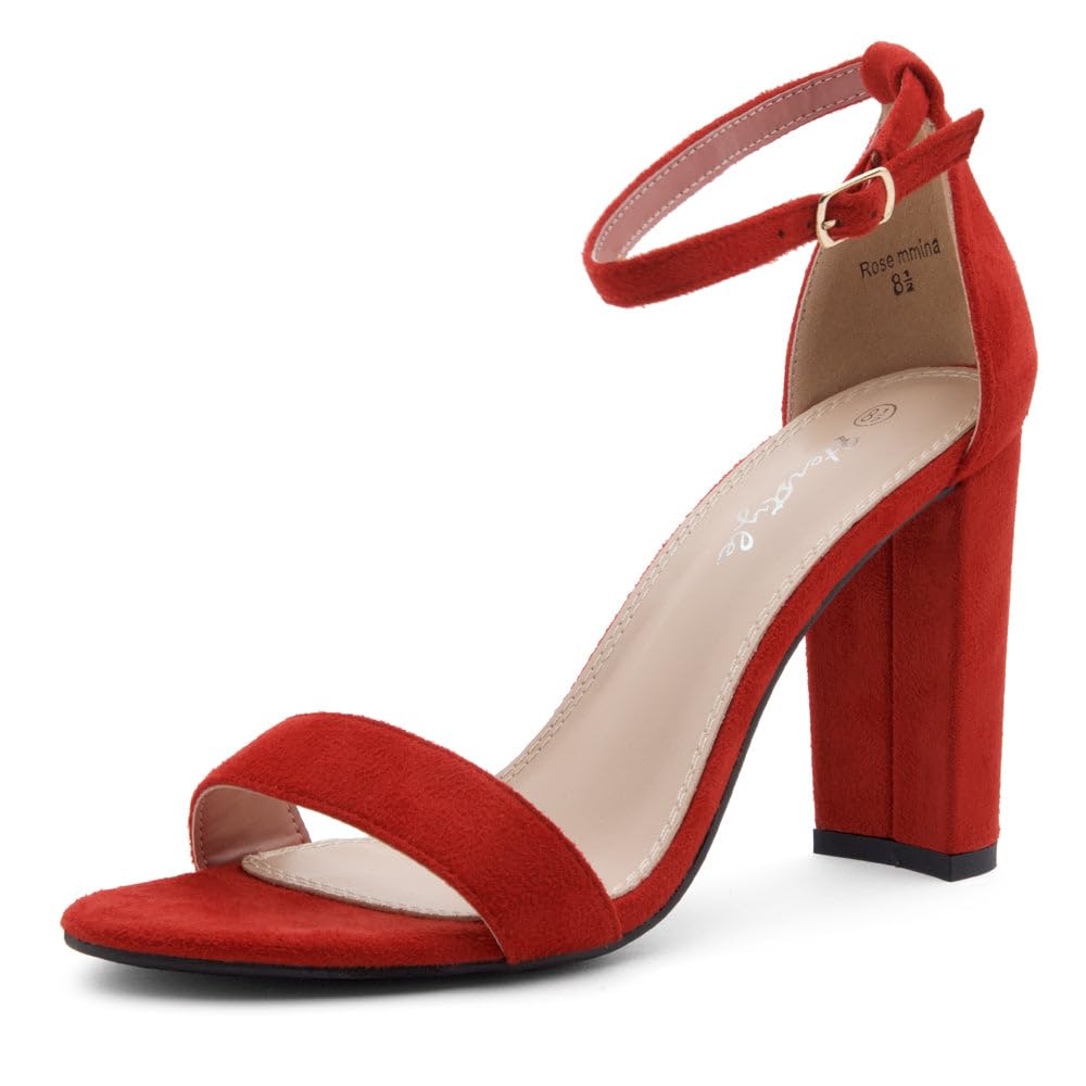 Herstyle Women’s Chunky Block Heels – Open Toe Ankle Strap Sandals, 3.75 Inch High Heels for Wedding, Party & Dressy Occasions – Comfortable Strappy