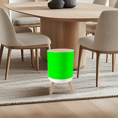 Caneca de basura pequeña con tapa verde lima 1.8 galón redonda miniatura 7