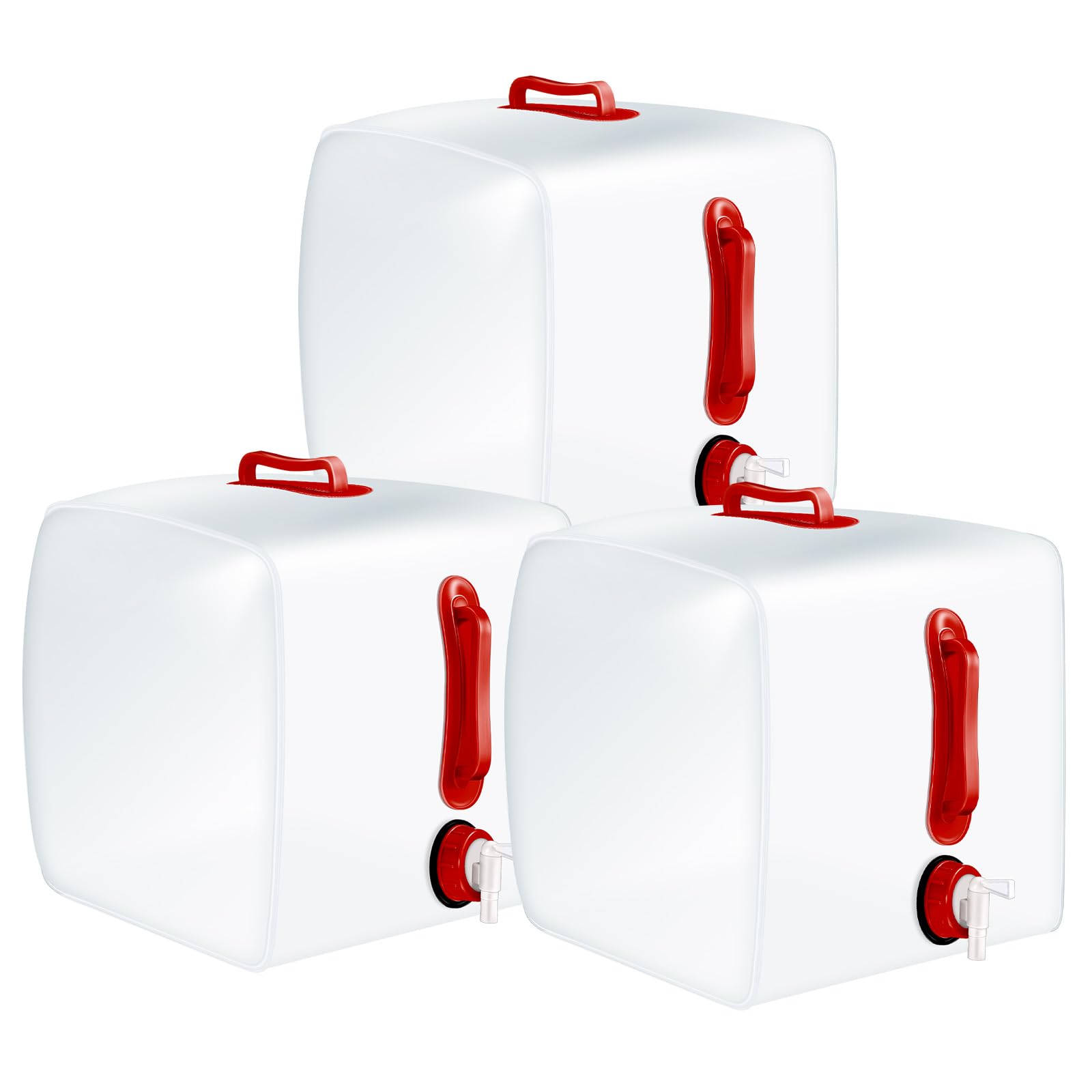 Photo 1 of ****ONLY 2****Reallnaive 3 Pcs 5.3 Gallon Collapsible Water Container with Spigot, Foldable Camping Water Container Portable Camping Storage Carrier Jug for Outdoors Hiking Emergency Kit Backpack(Red)