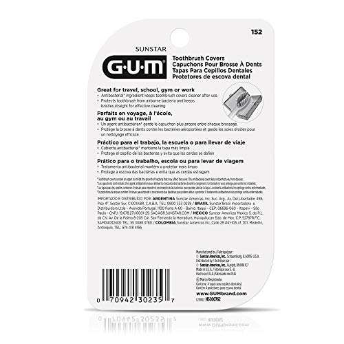 gum-152rf toothbrush covers for travel home or camping 4 covers