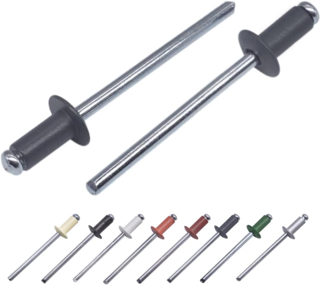 (Pack of 100 pcs) Painted Blind Rivets 4.0 x 8 mm, Dome Head, DIN 7337, Aluminum Rivet and Steel Mandrel, Pop Rivets (100, Anthracite Grey RAL 7016)