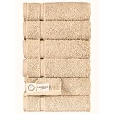 SALBAKOS Luxury Hotel & Spa Turkish Cotton 6-Piece Eco-Friendly Hand Towel Set 16 x 30 Inch, Taupe