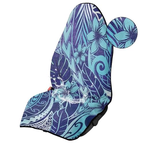 Image of Car Seat Towel Cover for Front Seats, Waterproof Soft Polynesian Tattoo Blue Auto Seat Covers Anti-Slip Universal Fit for Cars SUVs Trucks, Auto Accessories Protectors Decor