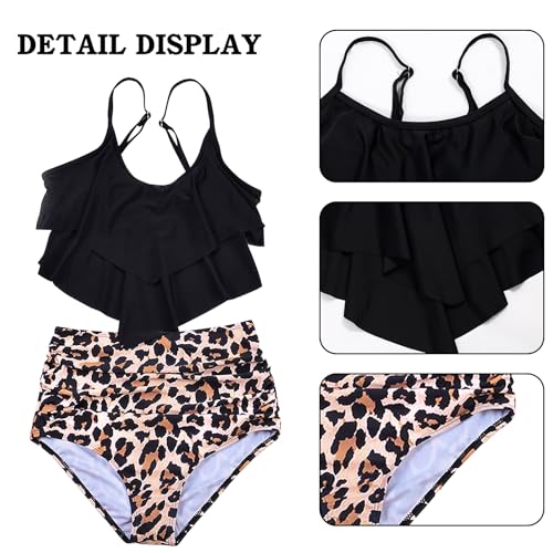 SOMOYA Womens Swimsuits Two Piece High Waisted Bikini Sets Tummy Control Tankini Ruffled Bathing Suit Swimwear4