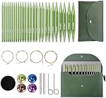 13 Pairs Interchangeable Circular Knitting Needles US 2.5-15/3.0-10.0 mm | Complete 26 pcs Aluminum knitting needle set with 13 sizes, smooth tips, including case and 4 Cables for beginners and pros