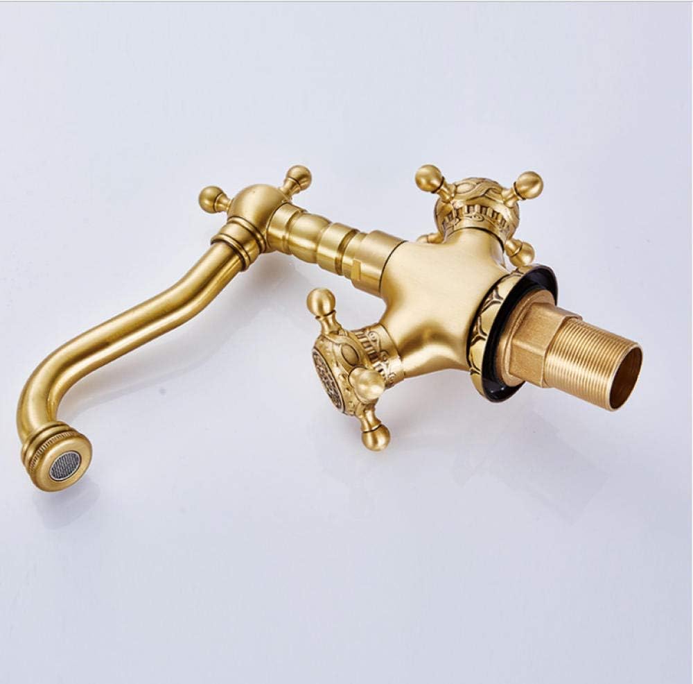 Rubinetto miscelatore in ottone anticato con due maniglie, stile vintage per bagno e cucina