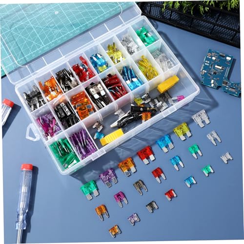 Kit automotriz de fusibles HEALLILY con probador y extractor de fusibles, incluye estuche portátil de almacenamiento miniatura 7
