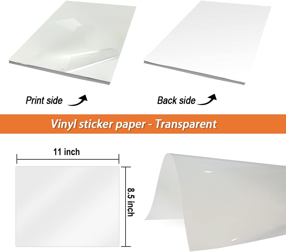 Buy Stampcolour Printable Vinyl Sticker Paper for Cricut,Transparent No