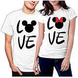 Matching Love MM Couple T-Shirts Men L/Women M White