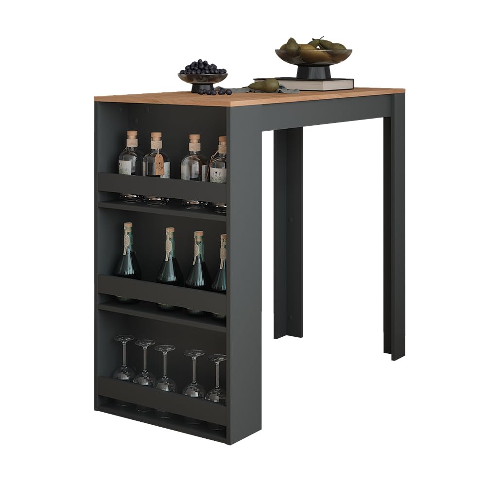 Vicco Bartisch Repose, Goldkraft Eiche/Anthrazit, 57 x 117 cm, als Stehtisch nutzbar für Küche oder Essbereich