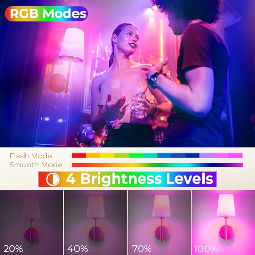 Battery Operated Wall Lights, Rechargeable Wireless Wall Sconce Set of 2 with Remote Control, 3 Color Temperatures & RGB Dimmable, 5600mAh E27 Bulb, Wall Lights for Living Room, Bedroom, Hallway - Image 3