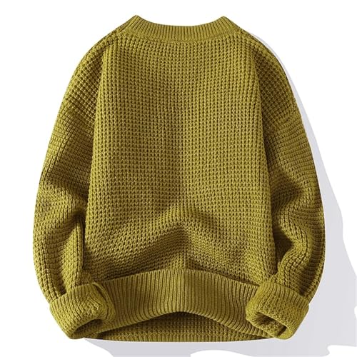 Men's Round Neck Sweater Solid Color Warm Knit Slim Fit Pullover Sweater Fashion Long Sleeve Sweater2
