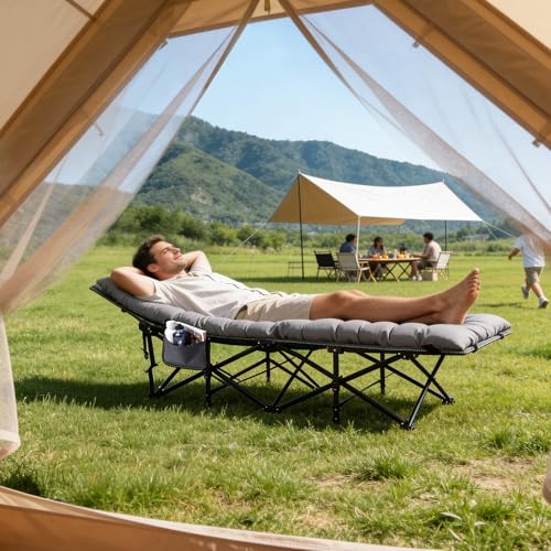 Sekey Feldbett Klappbar XXL, 190 x 71 x 35 cm überbreit, Campingbett inkl. Matratze, verstärkte Stahlrohre und hochwertiges Oxford-Gewebe – ideal als Gästebett für Garten und Camping
