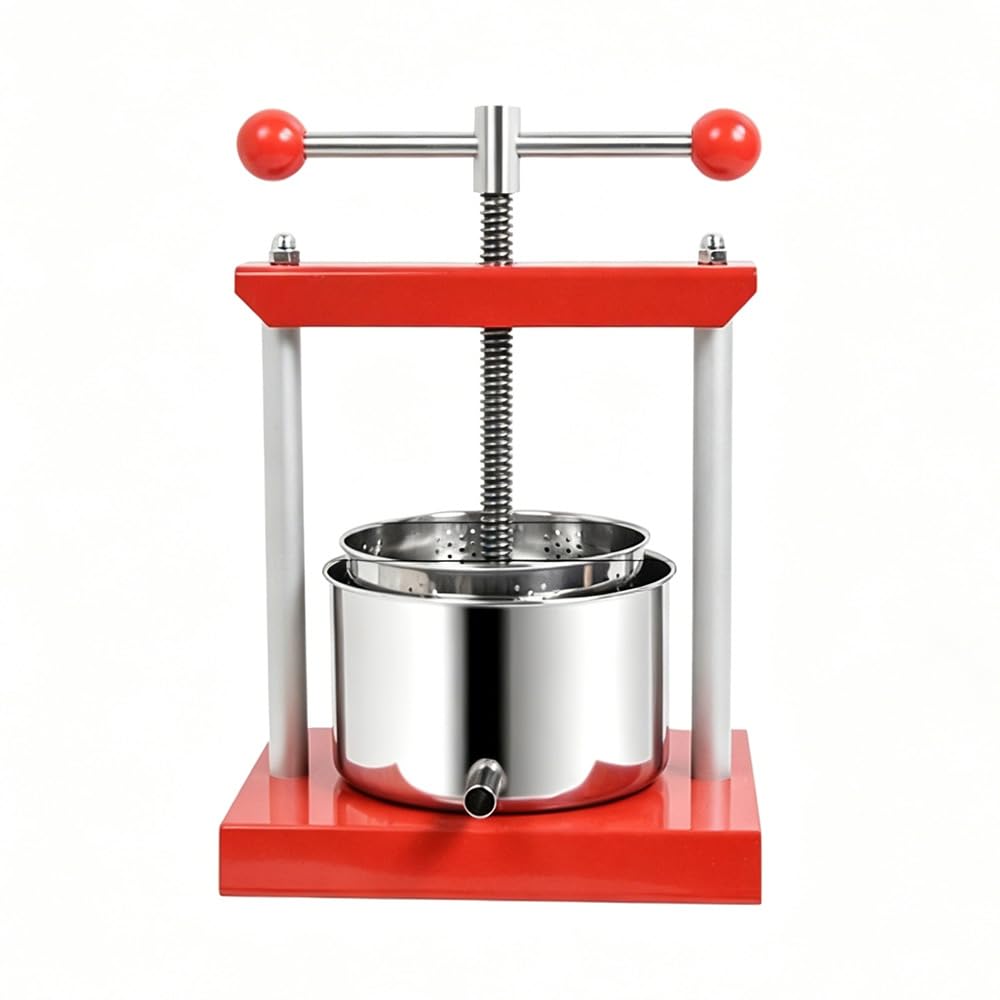 Exprimidor manual doble cubo mango antideslizante inox desmontable rojo