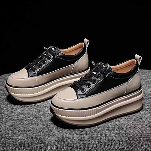 MSYINGL Women Hidden Wedgie Sneaker High Heels,Fashion Lace Up Leather Height Enhancers,Platform Sneaker2