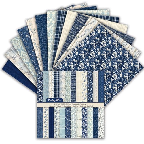 MerwDeeyt Scrapbook Papier 24 Blat Buntes Muster Bastelpapier, Doppelseitiges Blumen Motivpapier Vintage Dekopapier für Journal Scrapbooking Fotoalbum Dekoration (Blumen 1, 15,2 x 15,2 cm)