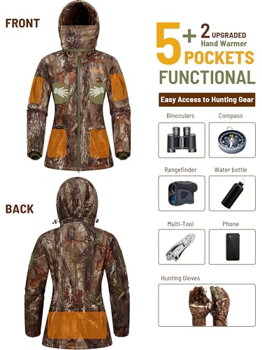 NEW VIEW Womens Hunting Clothes, Upgraded Ultra-Quiet Water Resistant Camo Hunting Jacket for Duck Waterfowl Deer Hunting3