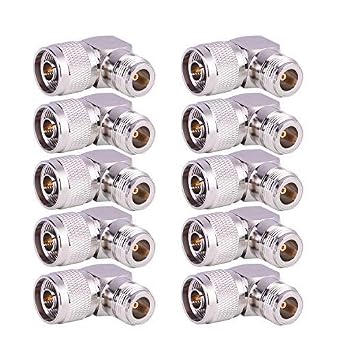 XRDS -RF 10PACK N Connector Adapter Right Angle Coax Connectors 90 Degree N Male to N Female RF Coaxial Cable Connector NOT for TV