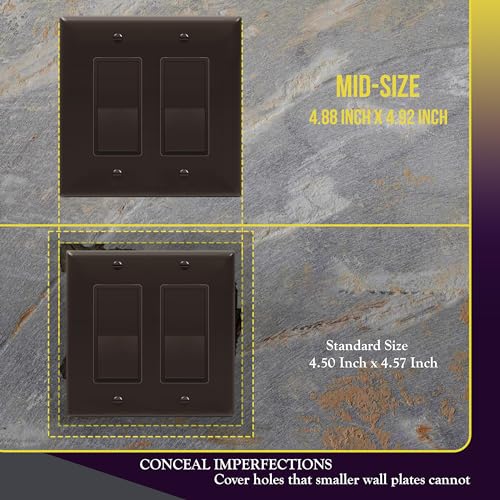 Image of ENERLITES 2-Gang Brown Mid-Size Decorator Switch Outlet Wall Plate Cover