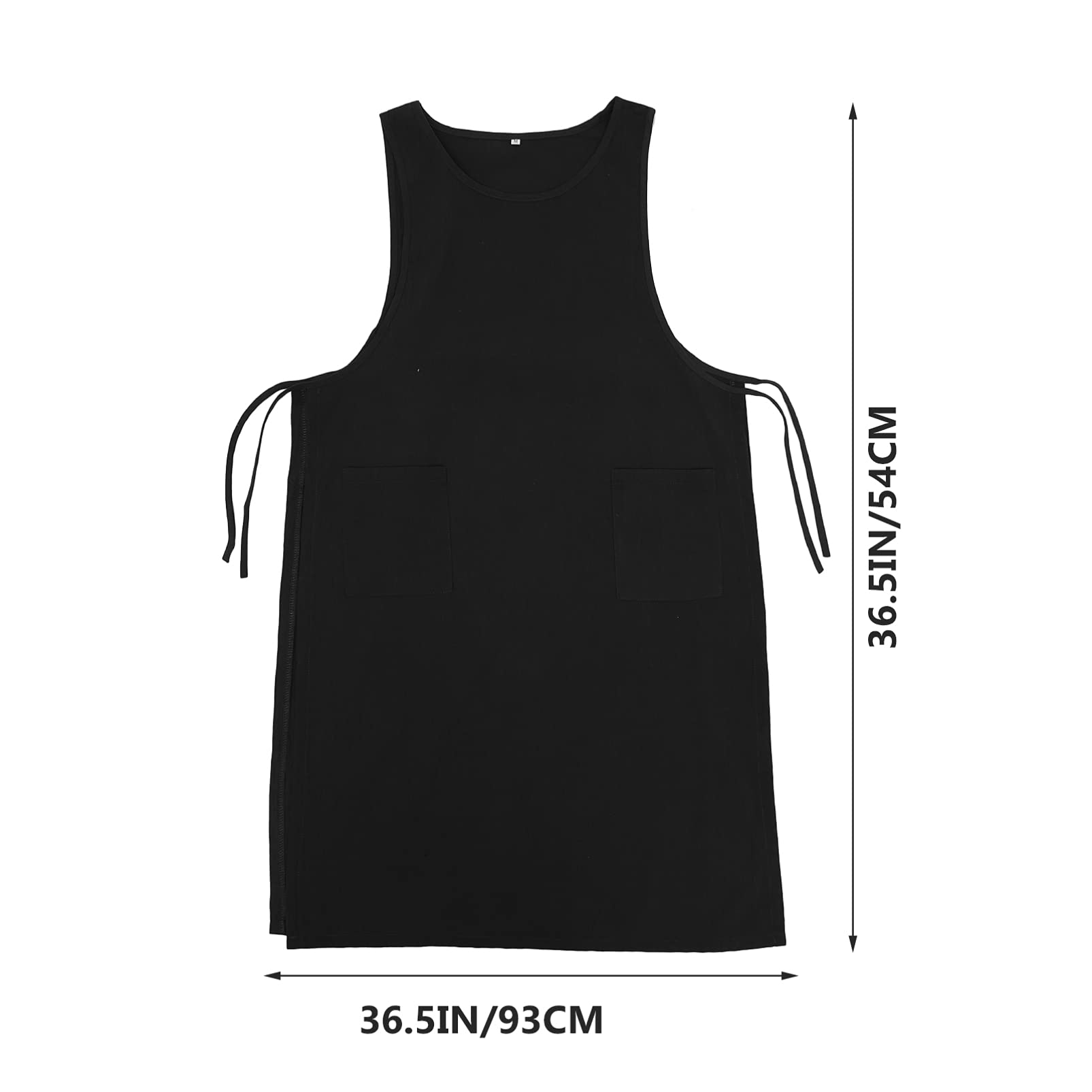 MAGICLULU Grembiule Da Donna Grembiuli Da Barbecue Per Uomo Cucinando Senza Maniche Grembiuli Da Cucina Per Uomo Più Bistro Cuoco Vestito Lino Black Cotone
