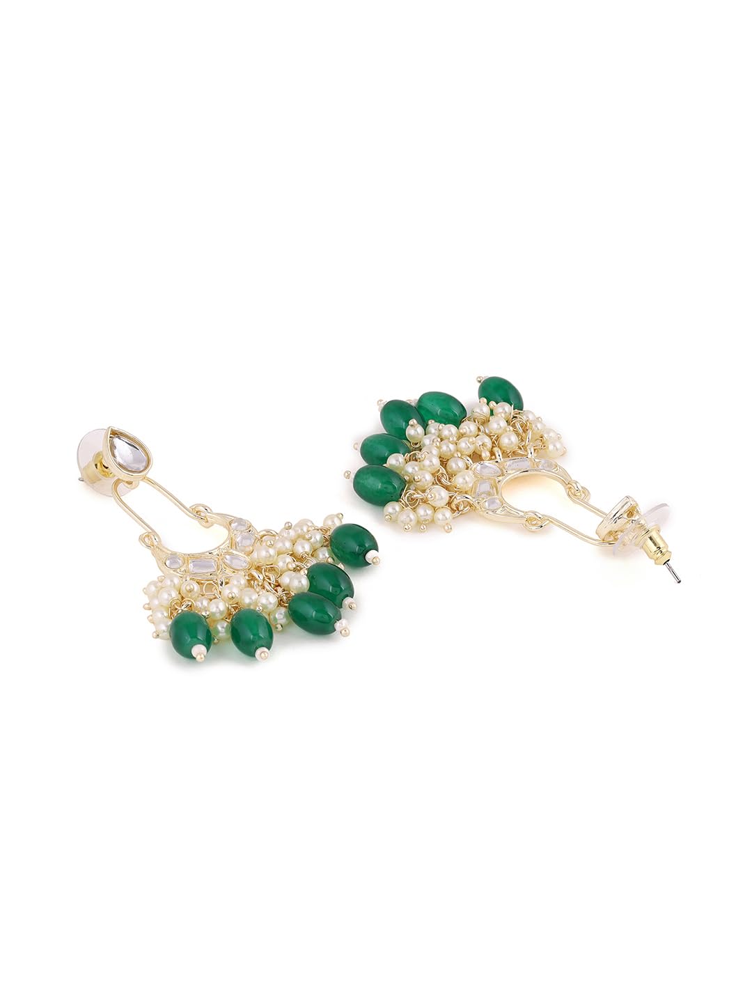Kundan Beads Chandbali Earrings, Traditional Elegance