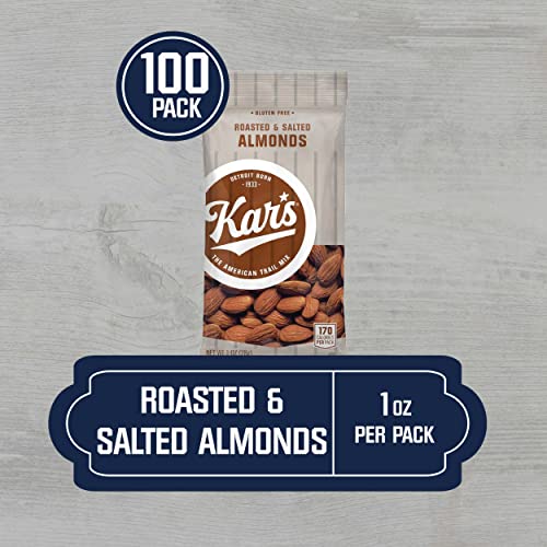 Kar’s Nuts Roasted & Salted Almonds, 1 Oz Individual Snack Packs - Bulk Pack Of 100, Gluten-Free Snacks #TOP1