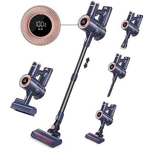 Homeika 20Kpa Cordless Vacuum Cleaner with LED Display and Extra Sofa Brush, 8 in 1 Lightweight Stick Vacuum with 30 Mins Runtime Detachable Battery for Carpet and Hard Floor Pet Hair Navy