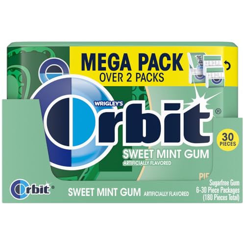 Image of ORBIT Sweet Mint Gum Sugar Free Chewing Gum, 30 Ct Mega Packs (Pack of 6)