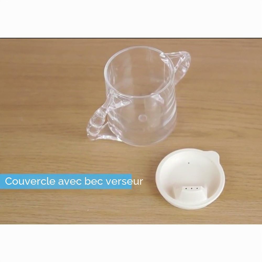 NRS Healthcare Gobelet en Plastique Équipé de 2 Poignées/Couvercle à Bec