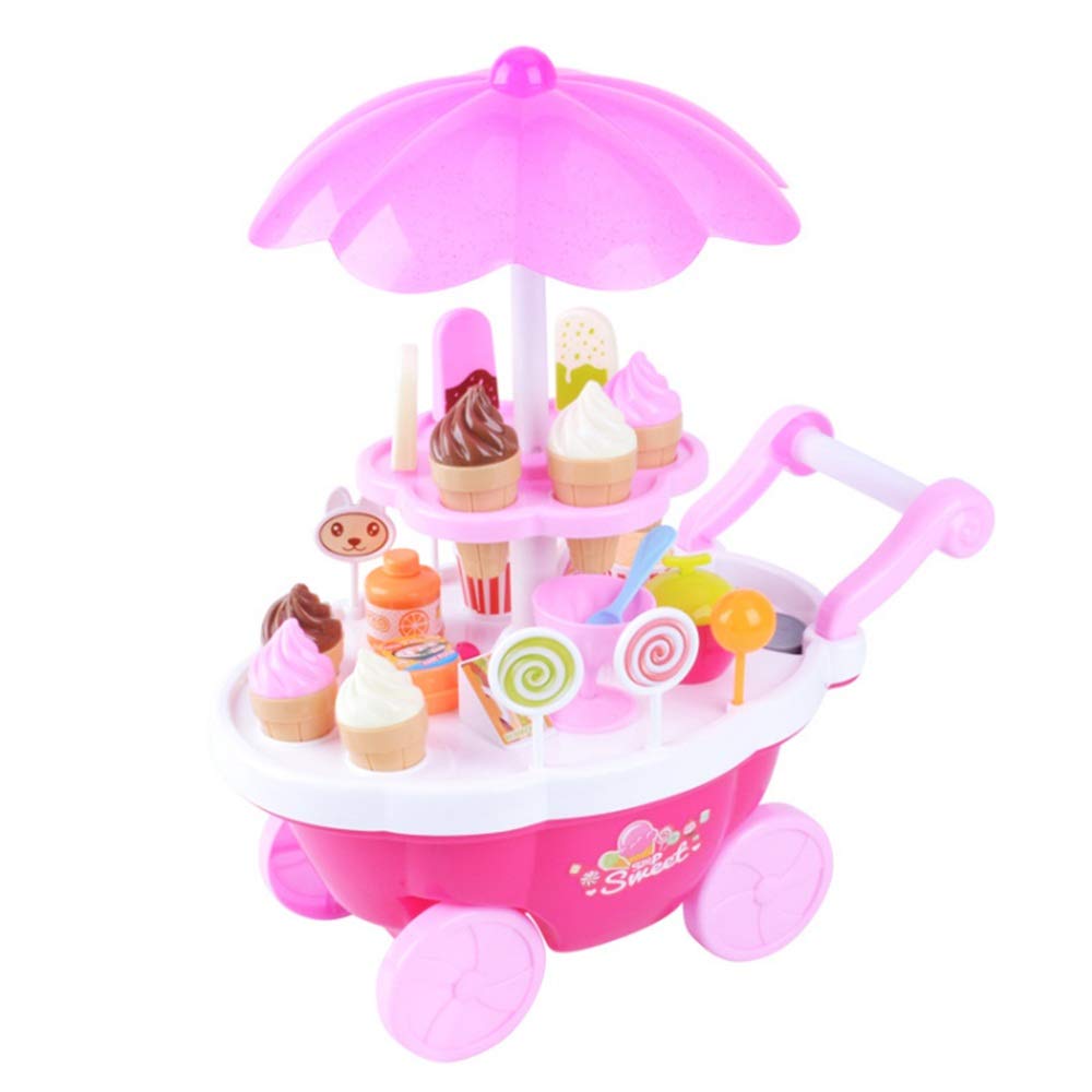 Buy Pretend Play Food Ice Cream Candy Cart Dessert And Cash Trolley Set