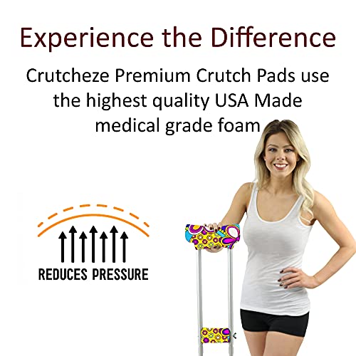 Crutcheze Premium USA Made Crutch Pad and Hand Grip Covers | Comfortable Underarm Padding Washable Breathable Moisture Wicking Orthopedic Products Accessories (Groovy Floral)… - Thumbnail 3