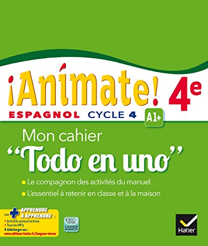 Portada de Espagnol 4e Animate! A1+: Mon cahier "Todo en uno"