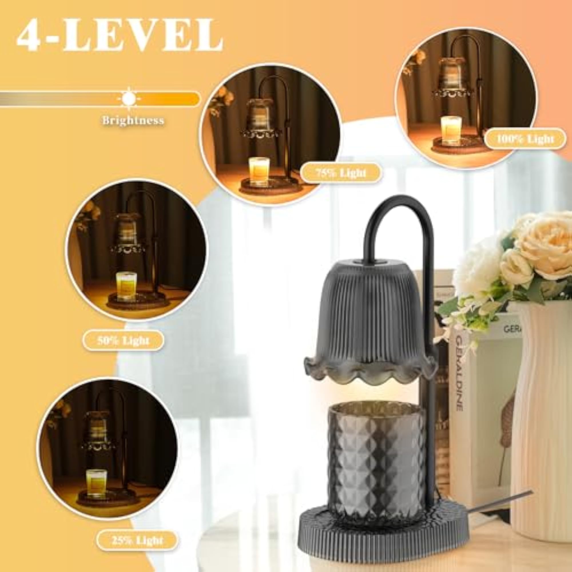 Flameless Dimmable Candle Warmer Lamp with Timer