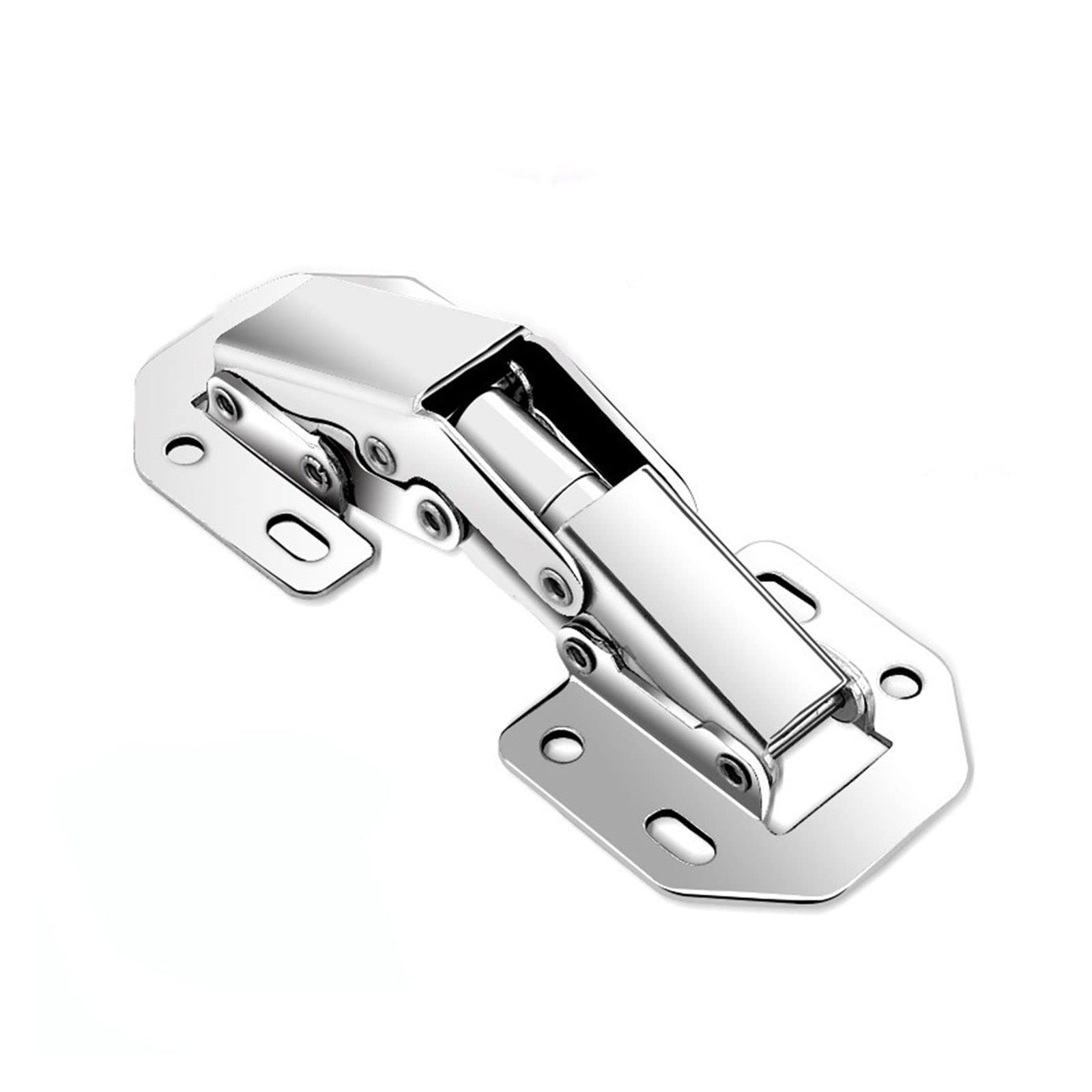 Stainless Steel Self-Closing Cabinet Hinge – 3 Inch, 90 Degree, No-Drilling Hydraulic Soft-Close (4-Pack)