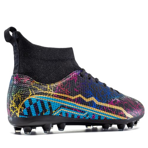 Image of Soccer Cleats Mens High Tops Football Cleats Professional Athletic | soft breathable synthetic leather,anti-slip studded outsole,training and competition cleats men