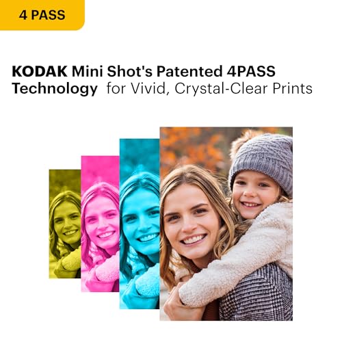 Kodak Mini 2 Retro 4PASS Portable Photo Printer, 2.1x3.4 inches, 38 Sheets Bundle, White