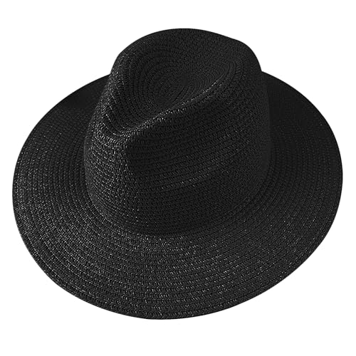 PURFUN Kids Wide Brim Straw Sun Hat Girls Boys Anti-UV Sun Protection Travel Beach Cap Panama Fisherman Hat Fedora for 3-7Yrs