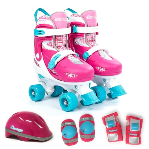 Image of CHICAGO Skates Girls Quad Roller Skates Combo with Protective Gear - Pink /White