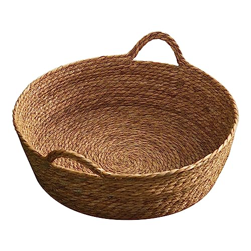 JISADER Panier en Osier pour Chat - Corbeille Ronde Confortable avec Niche en Rotin Tissé à la Main pour Chaton, Chiot et Petits Animaux Domestiques - Toutes...