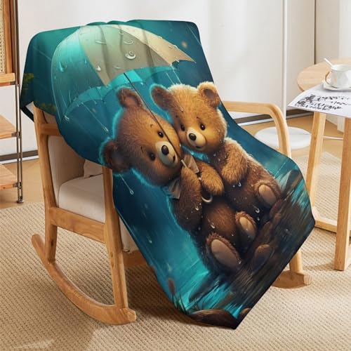 Couverture polaire ours lit flannel chaude confortable 100x130 - 7