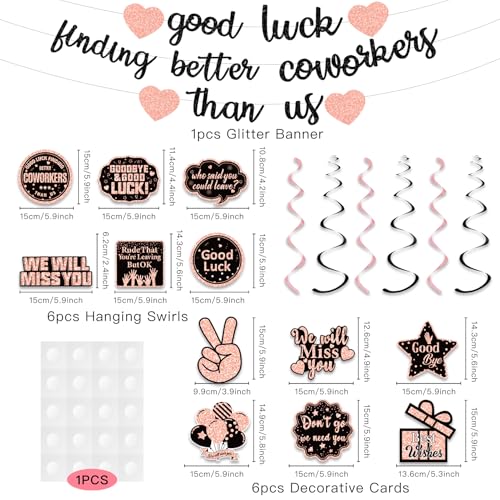 Image of Pre-Strung Good Luck Finding Better Coworkers Than Us Banner, Gold Glitter Going Away Party We Will Miss You Decorations, Great for Goodbye Farewell Job Change Party