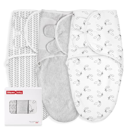 Image of GLLQUEN BABY Swaddles for Newborns 0-3 Months, Adjustable & Easy Fastener | 3-Pack, Organic Cotton Swaddle, Womb-Like Nursery Swaddling Blanket reduces startle reflex, soft and skin-friendly fabric