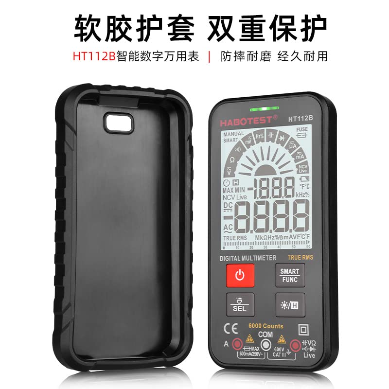 Multímetro digital, Multímetro digital profesional verdadero Rms Rango automático 600V Voltímetro AMP OHM HZ Capacitance Tester Voltmeter Ht112b